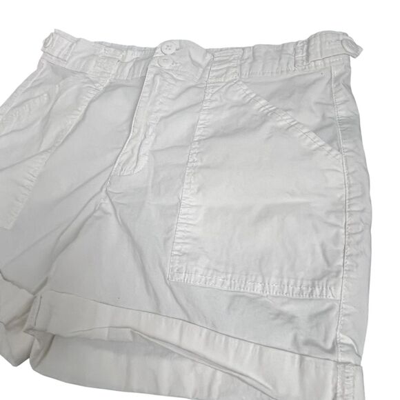 Sanctuary Women's White Flat Front Slash Pockets Rolled Cuff Cargo Shorts Sz 10 - Picture 3 of 10